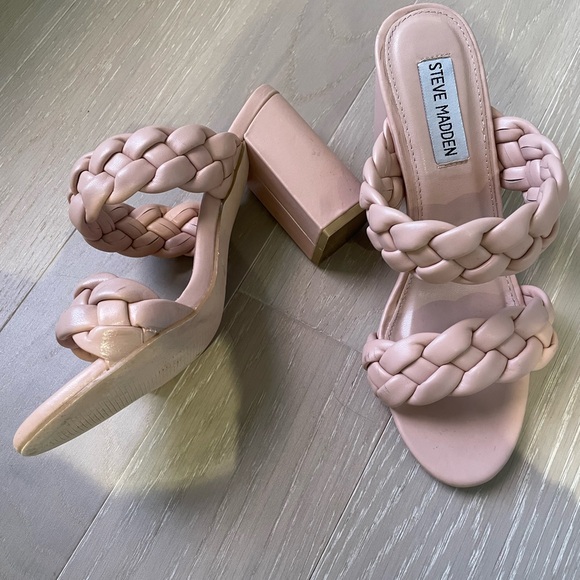 Steve Madden beige braided block heels size 7.5 - Picture 4 of 5